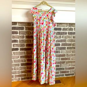 CAT & JACK LONG FLORAL FLUTTER SLEEVE FLOWY GIRLS DRESS | SIZE L (10/12)